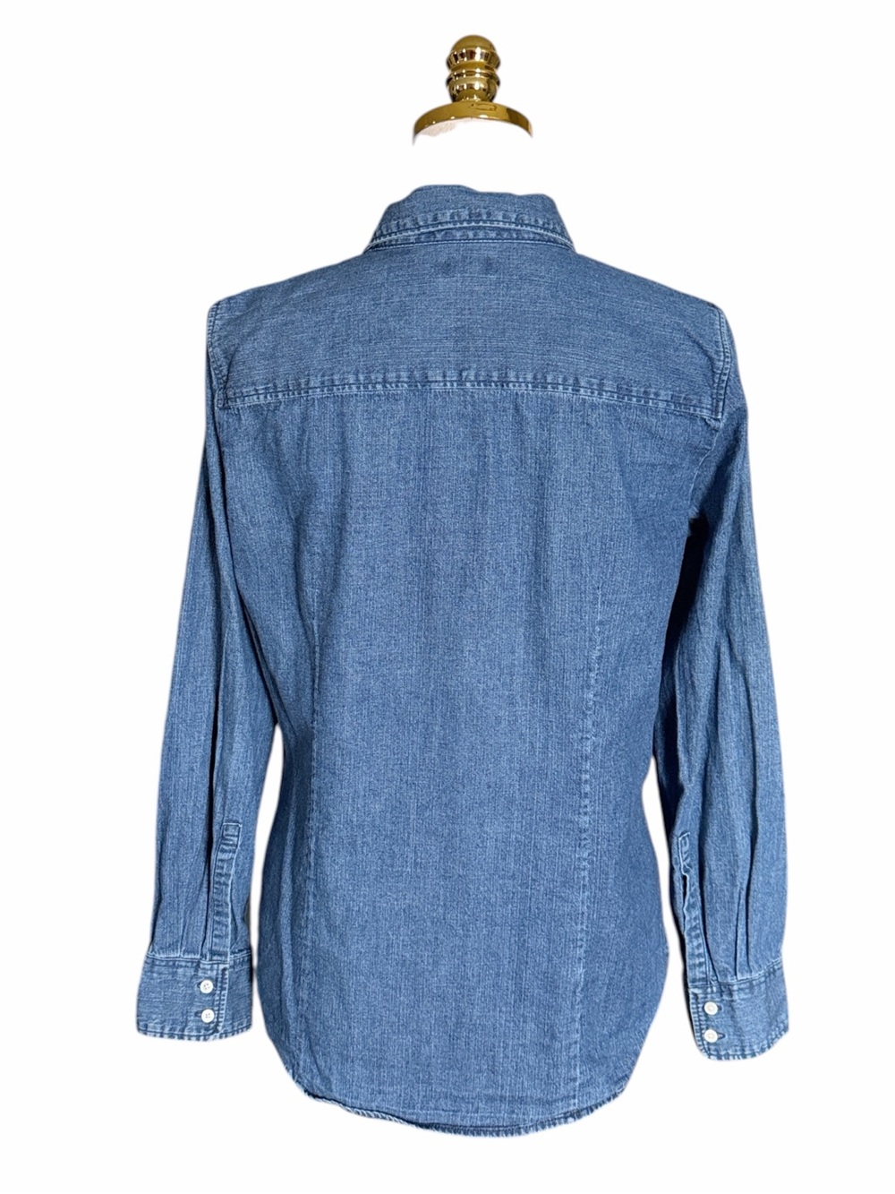 J. Crew Classic Blue Medium Wash Cotton Denim Button-Down Shirt Women’s M - Picture 5 of 9